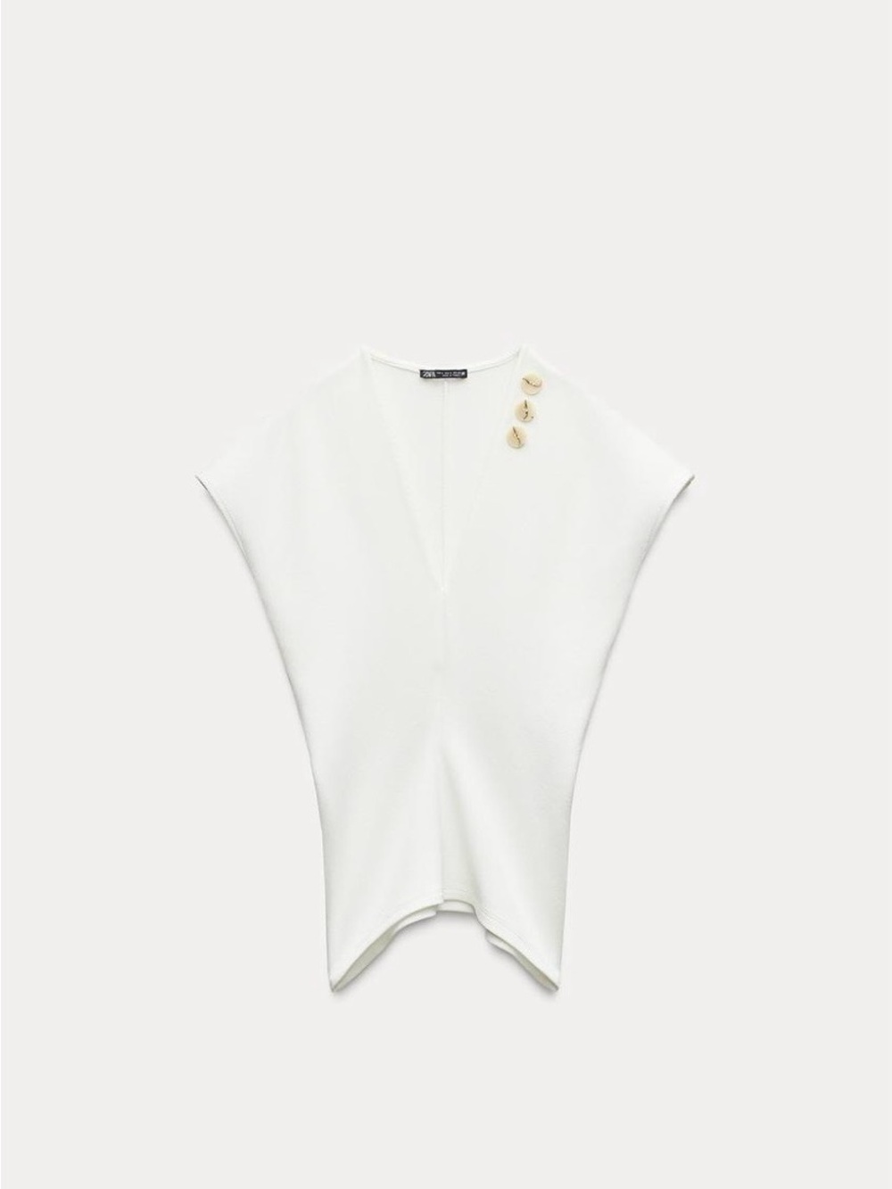 Zara White V-Neck Tunic with  Accent Buttons with  long skirt
